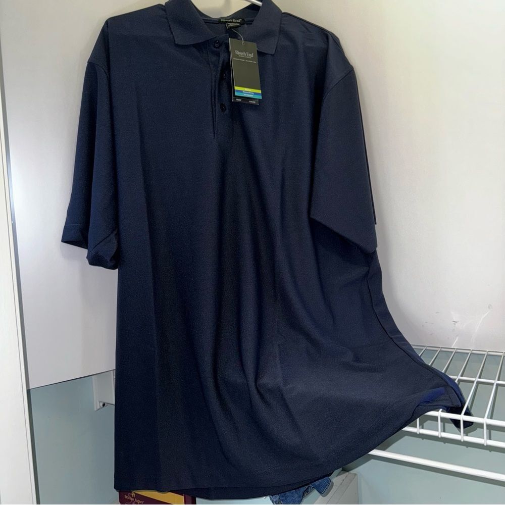 Rivers End Men’s Performance Polo – Navy Blue, Size XL, NWT - Moisture Wicking